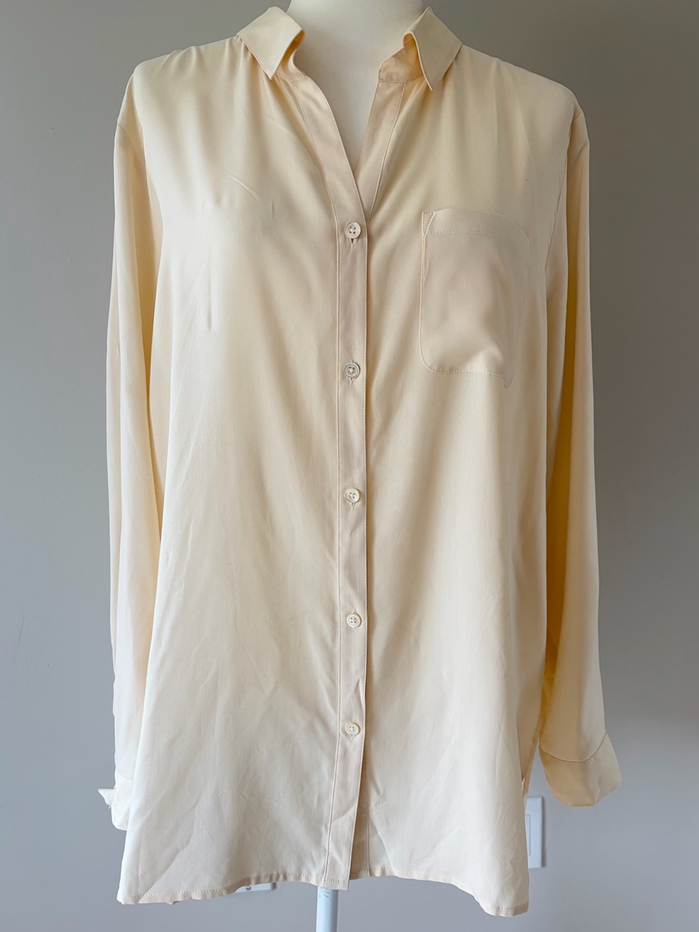 J. Jill SILK Soft Cream Ivory Button-Down Blouse XL long sleeved NWT $89